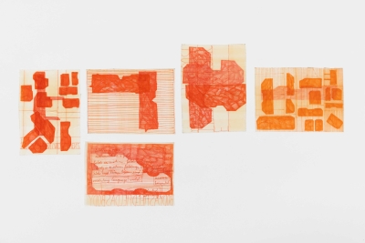 - compendium (welt) Fragment 2, pvc, permanent-pen, each around 22x10cm, double-sided, ongoing, 2025-26