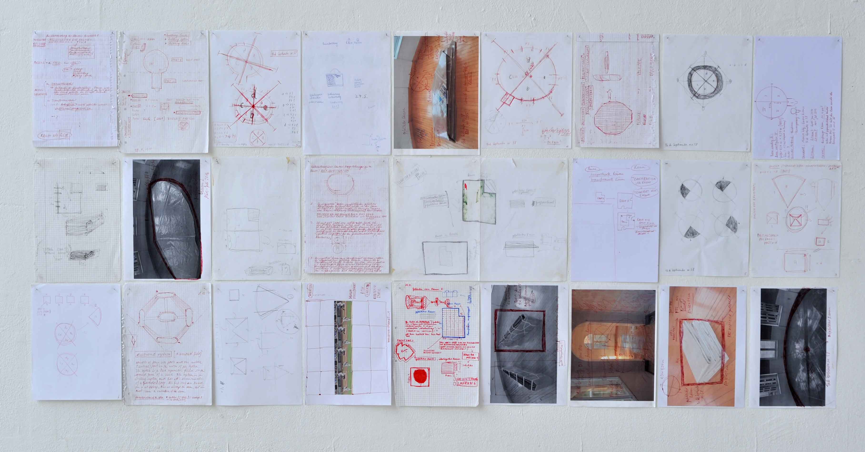 drawing series - investigations, notes, collages, each 21x29,7cm