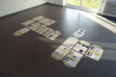 Drawing Expansions - folder objects with drawings (analytic drawings) on the floor (2020)