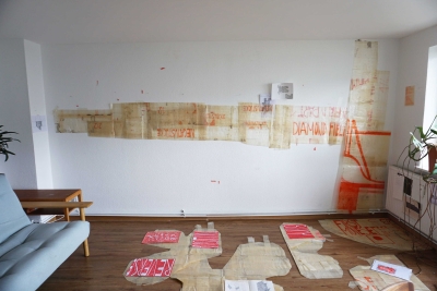 - studio view (home studio), 05/26 - language body language space - Negativräume, spaces for drawings