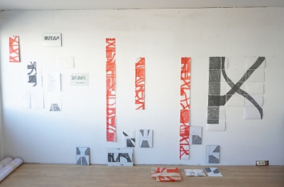 writing exercises (wall formation), studio view 06/22