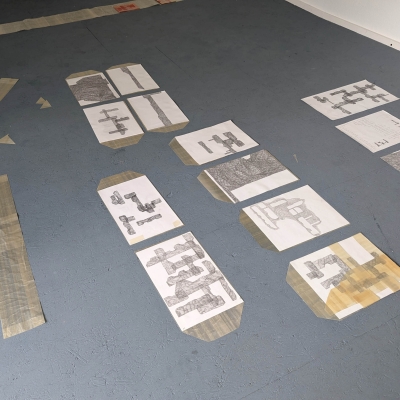 - ongoing process of floor settings/wall formations and wall drawings, 2025