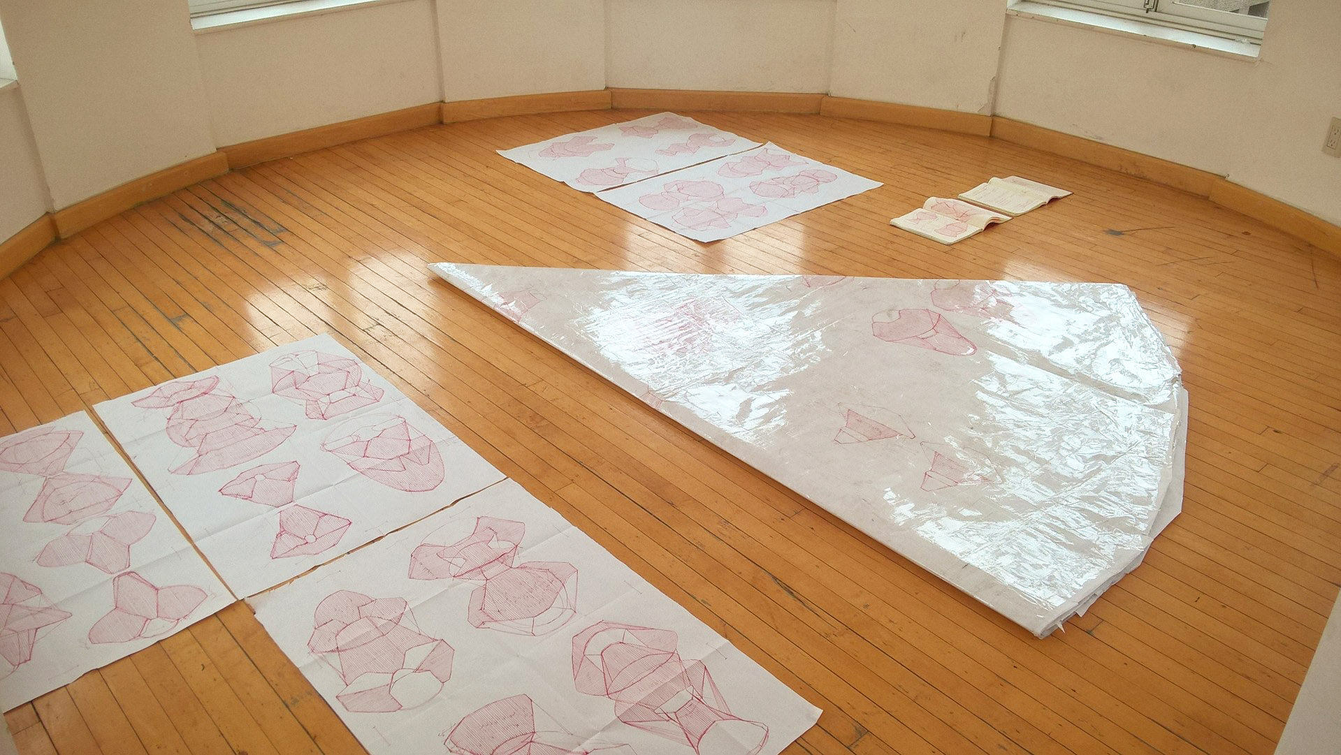 transportable space experiment 2 (with paper), drawings and room04 folded 